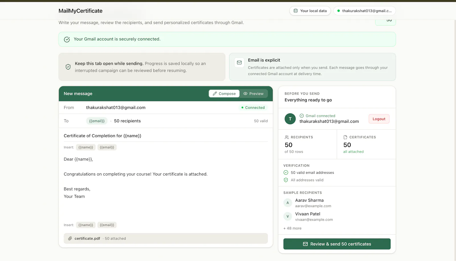 MailMyCertificate screenshot 5