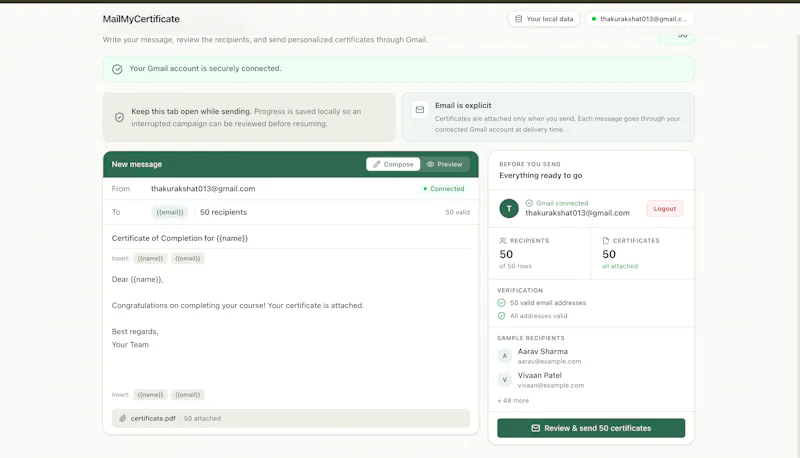 MailMyCertificate screenshot 5