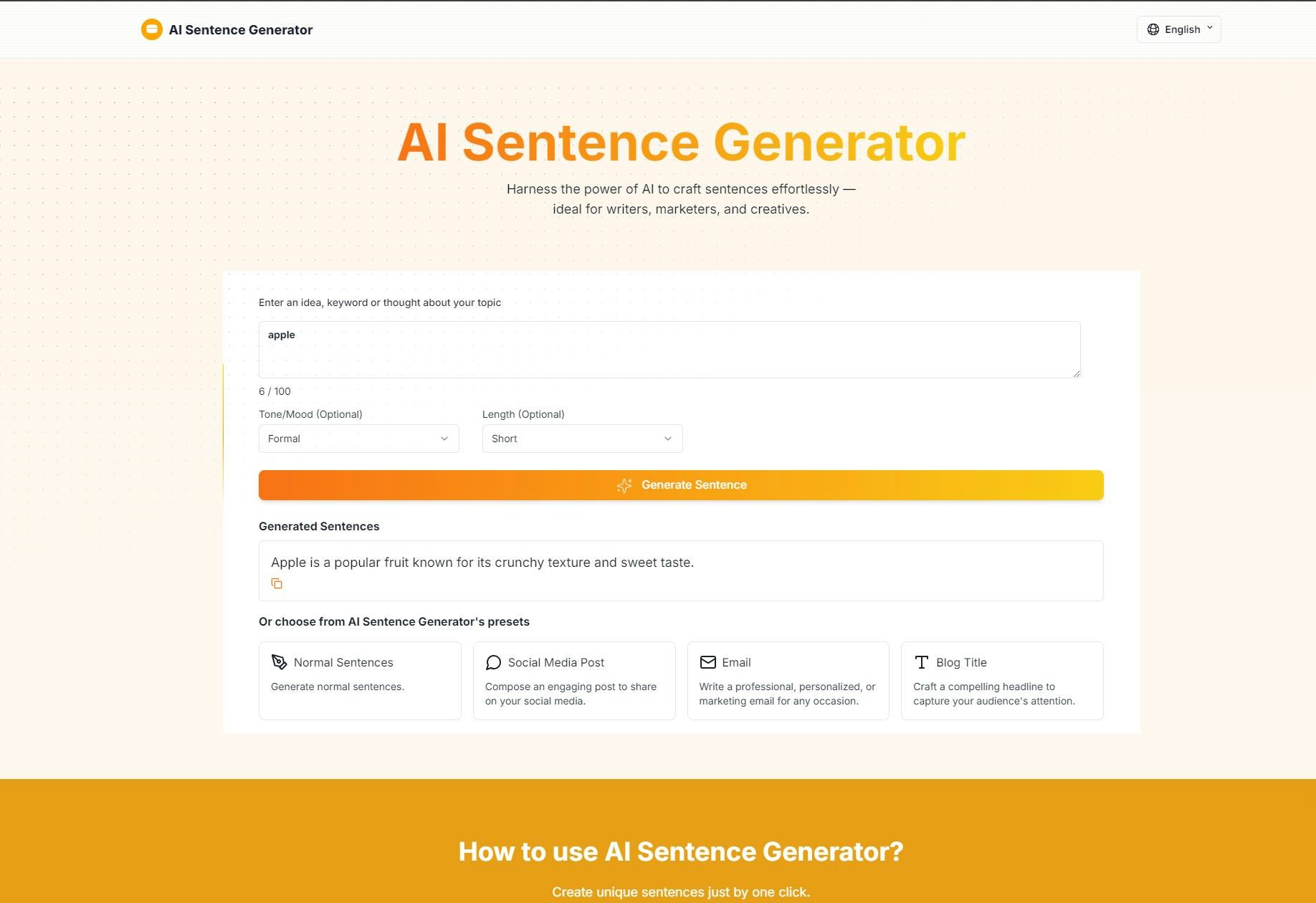 AI Sentence Generator gallery image