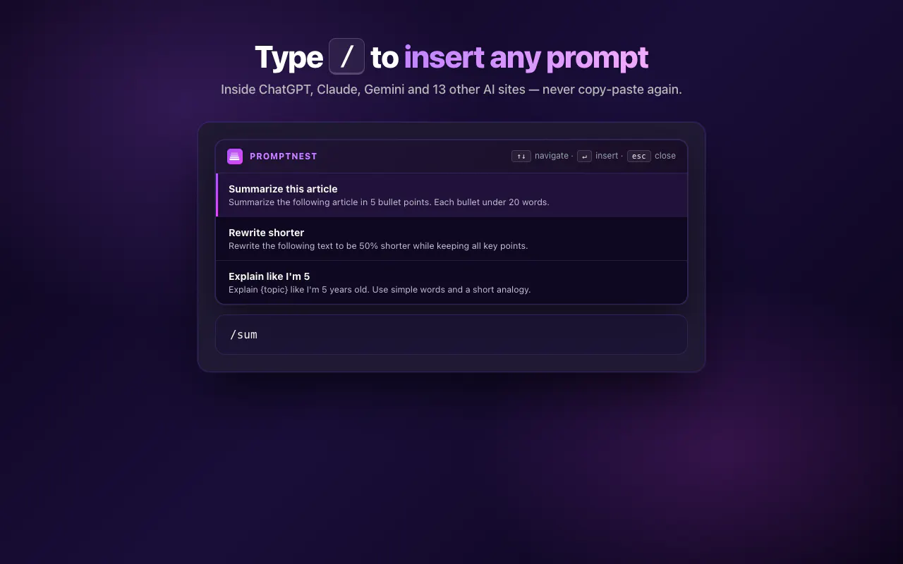 Promptnest screenshot
