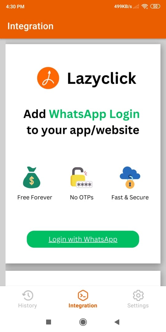 LazyClick- 사용자 개인 정보 앱 - 앱/웹 사이트에 WhatsApp 로그인을 무료로 추가하십시오. 미디어 4