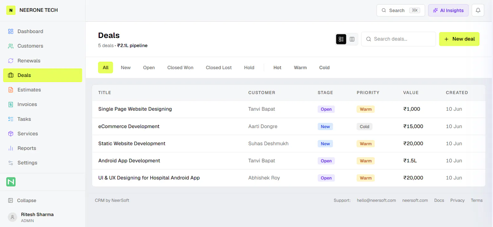 NeerSoft CRM screenshot 2
