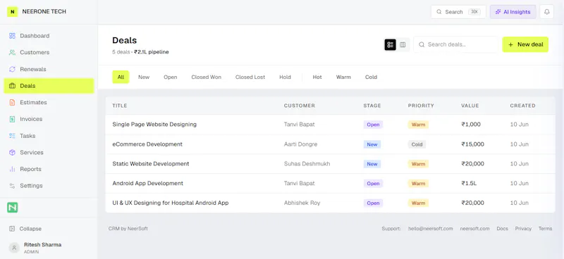 NeerSoft CRM screenshot 2