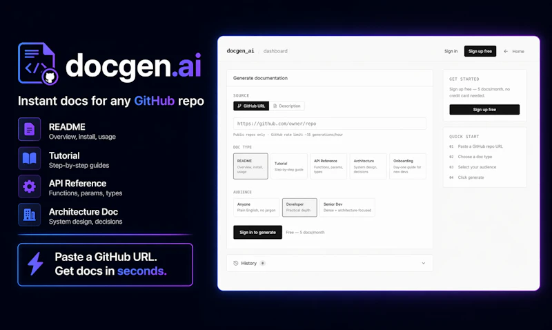 docgen.ai Instant docs for GitHub repo screenshot 1