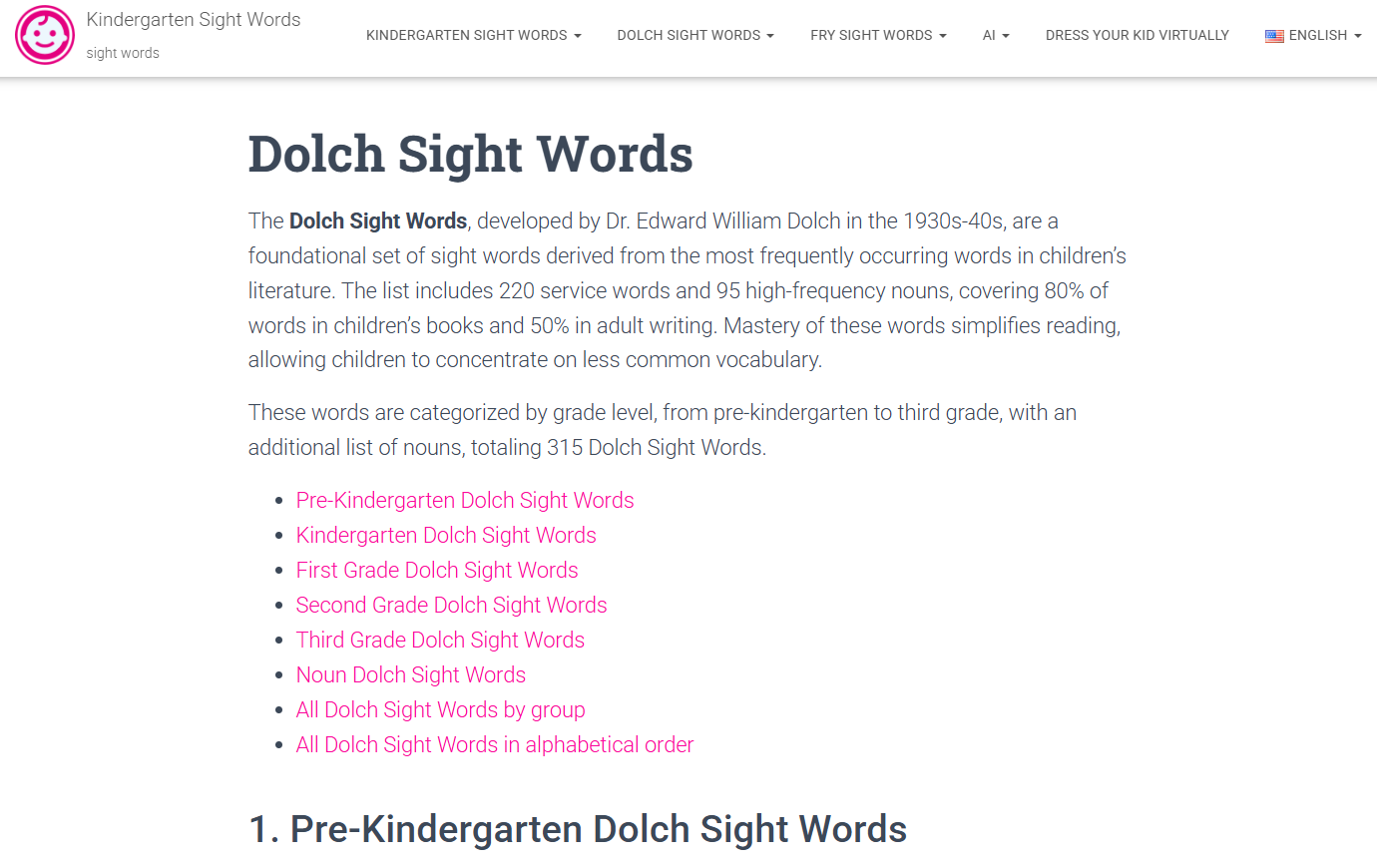 Kindergarten zichtwoorden - Interactieve zichtwoorden Leren Tool en bronnen media 3