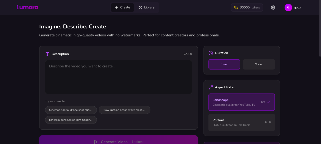 Lumora - Main product screenshot demonstrating key features and user interface