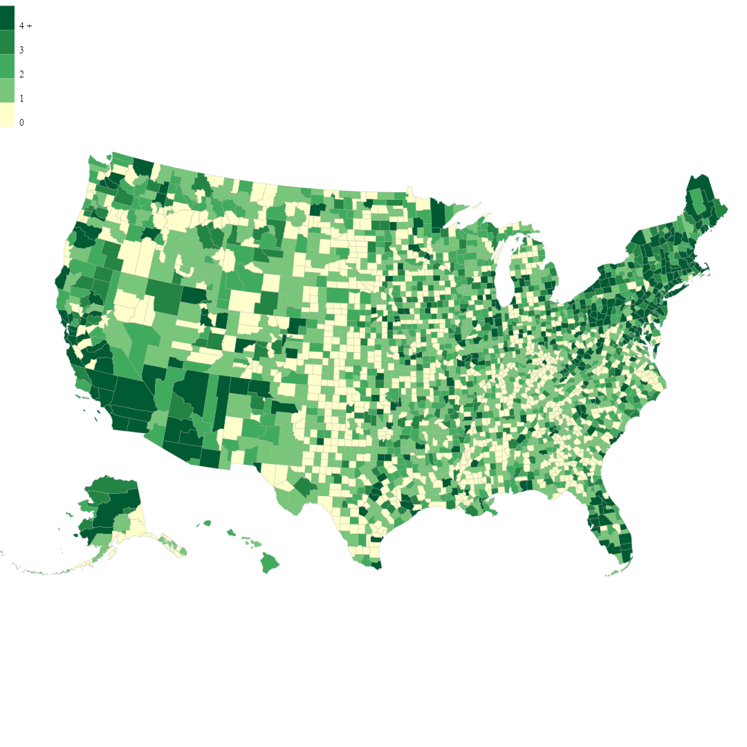 startuptile Zipcode Heat Map-Generate heat maps of US states and counties from zip codes