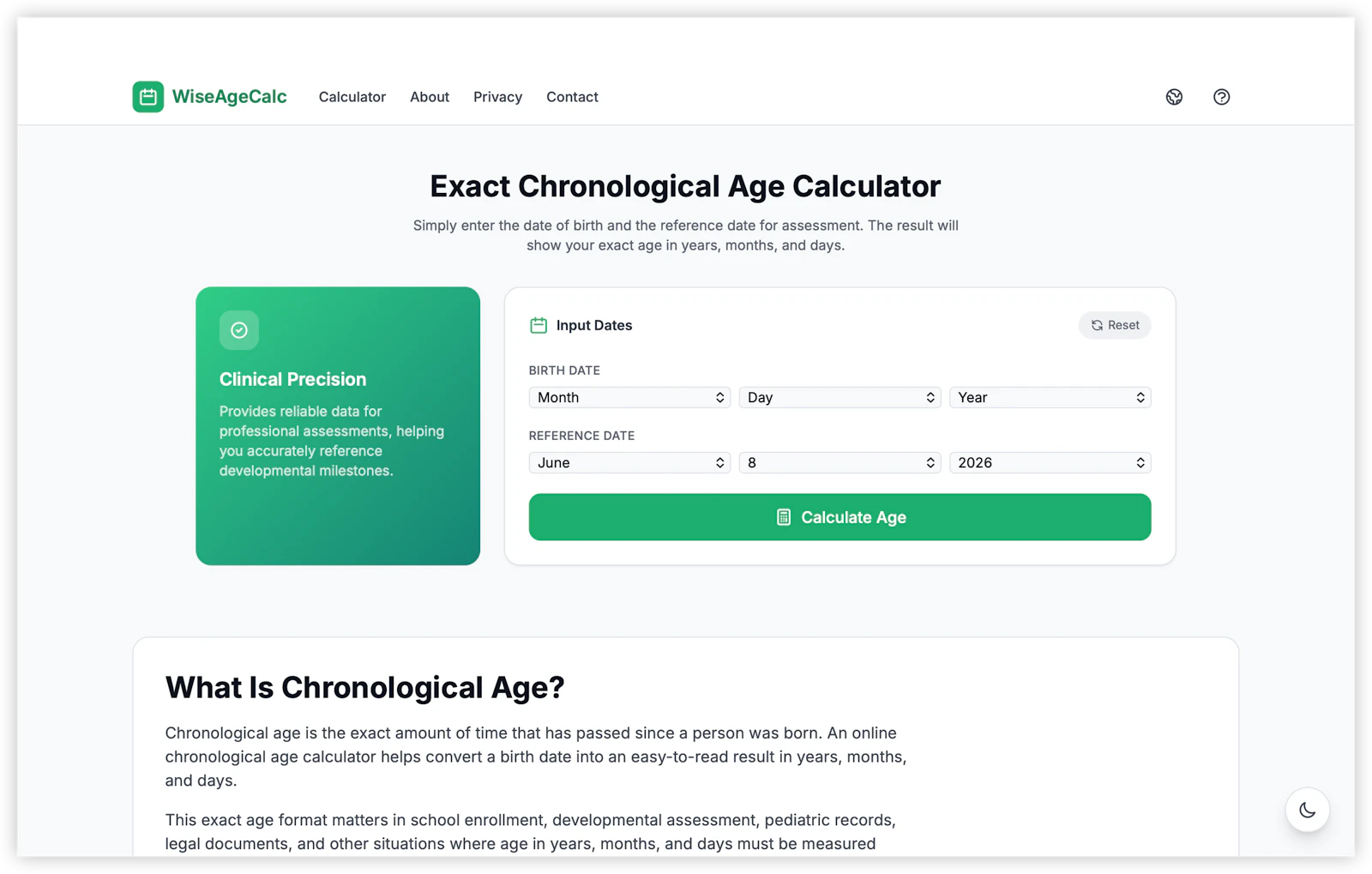Chronological Age Calculator Online screenshot 1
