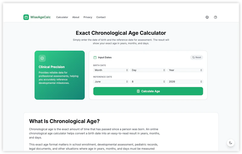 Chronological Age Calculator Online screenshot 1