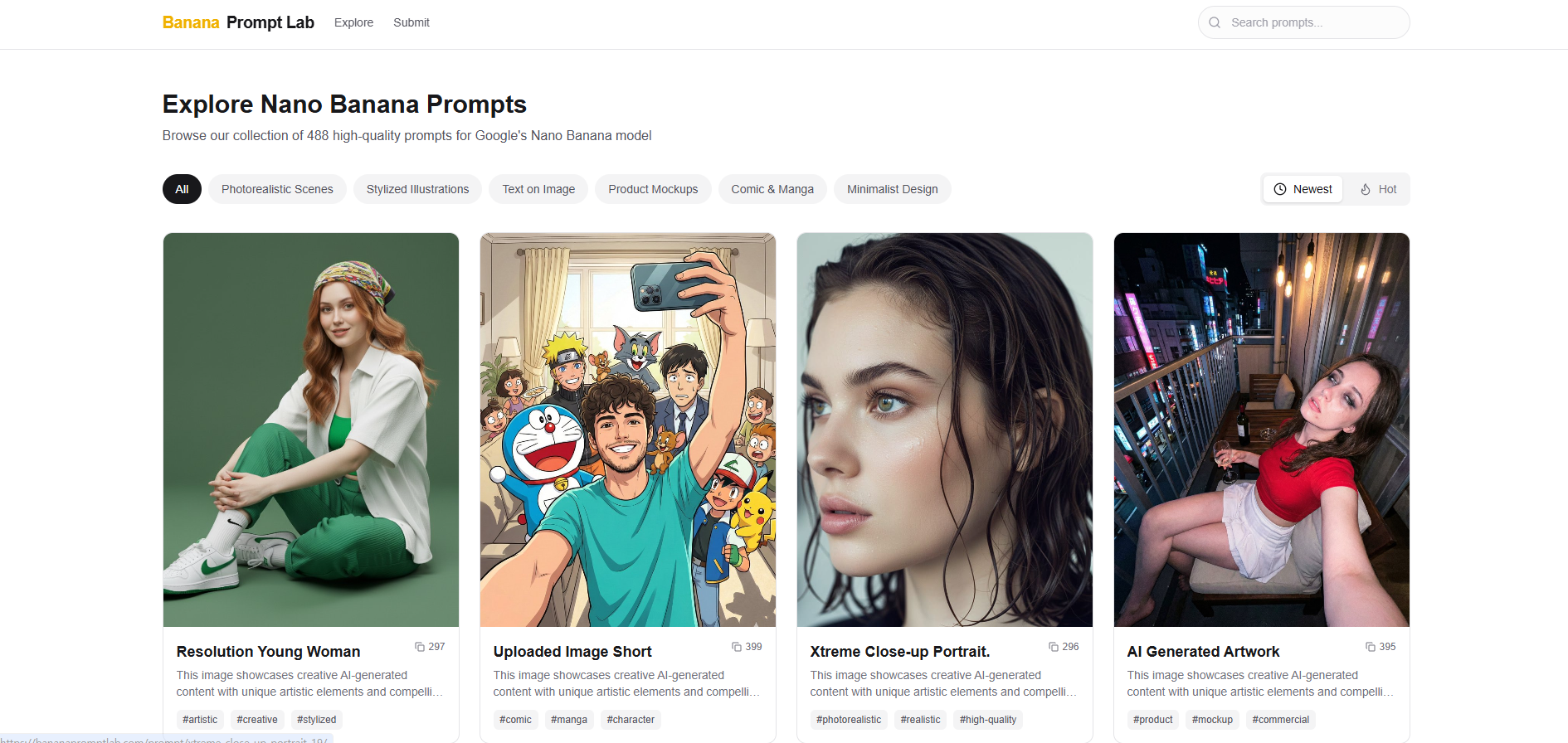 Nano Banana Prompts Lab - Screenshot 2 showing product features and functionality