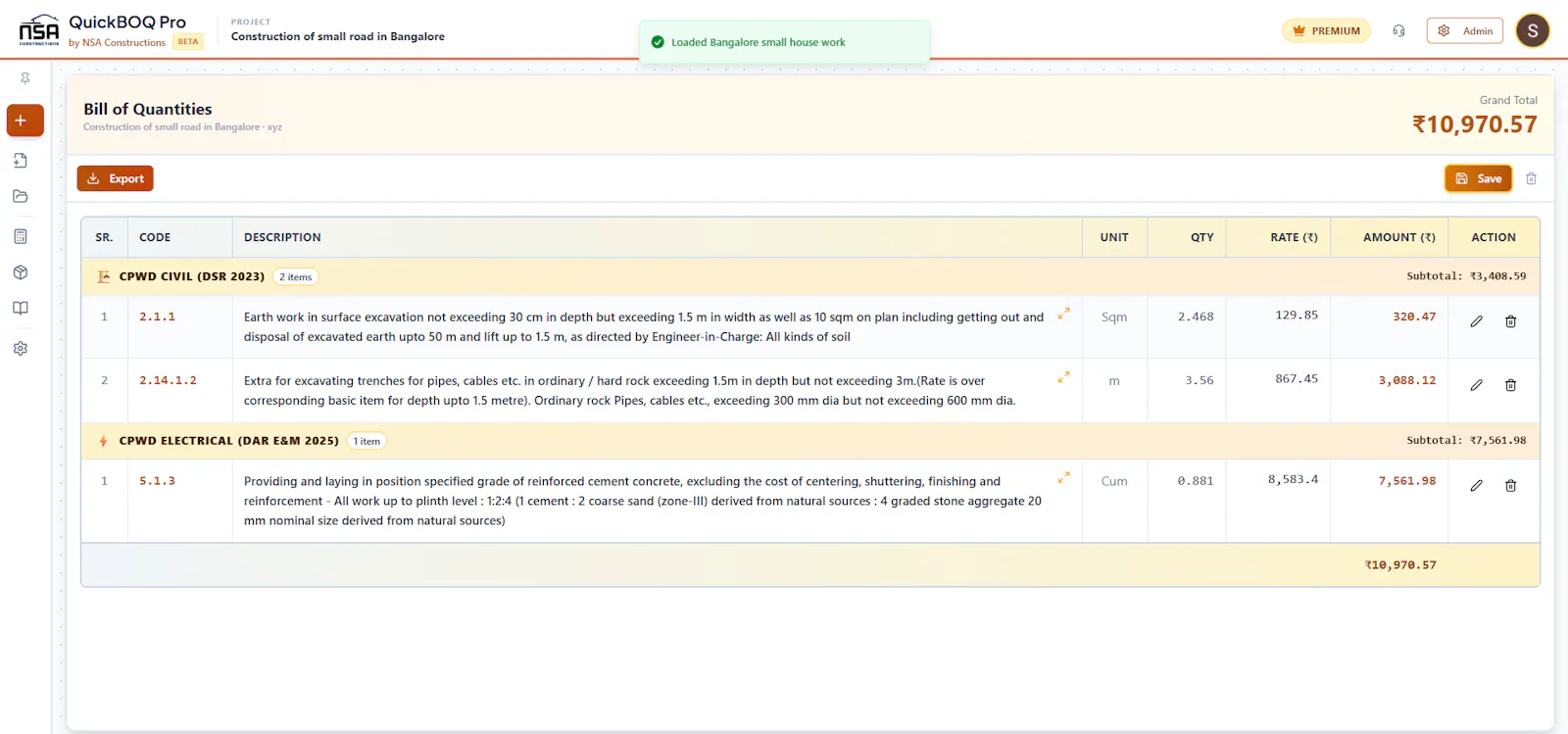 QuickBOQ Pro screenshot 11