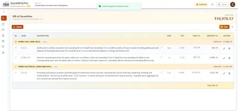 QuickBOQ Pro screenshot 11