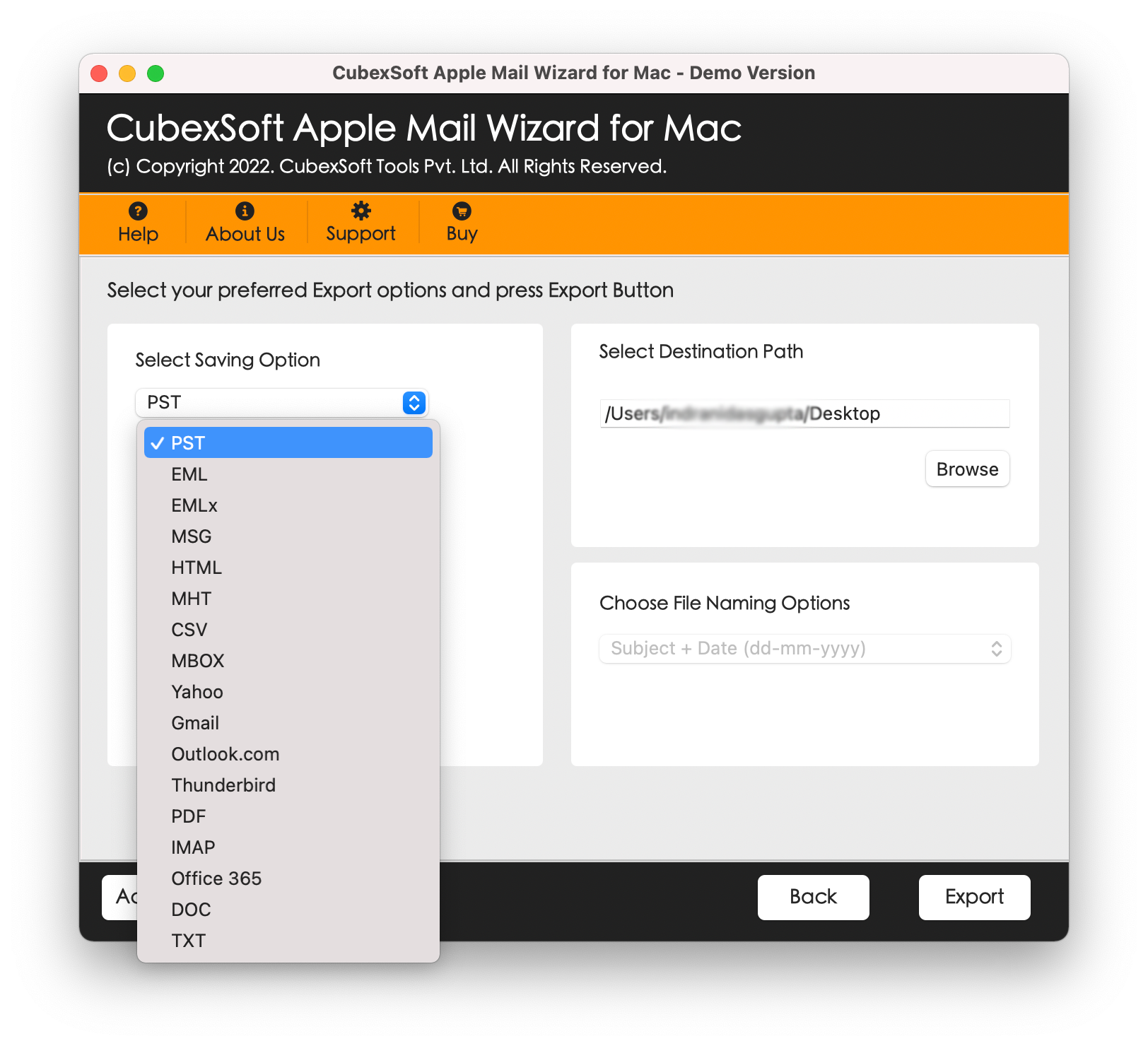 Cubexsoft Apple Mail Converter - Exporteer Mac Apple Mail -gegevensbestanden naar PST, PDF, EML en enz. media 3