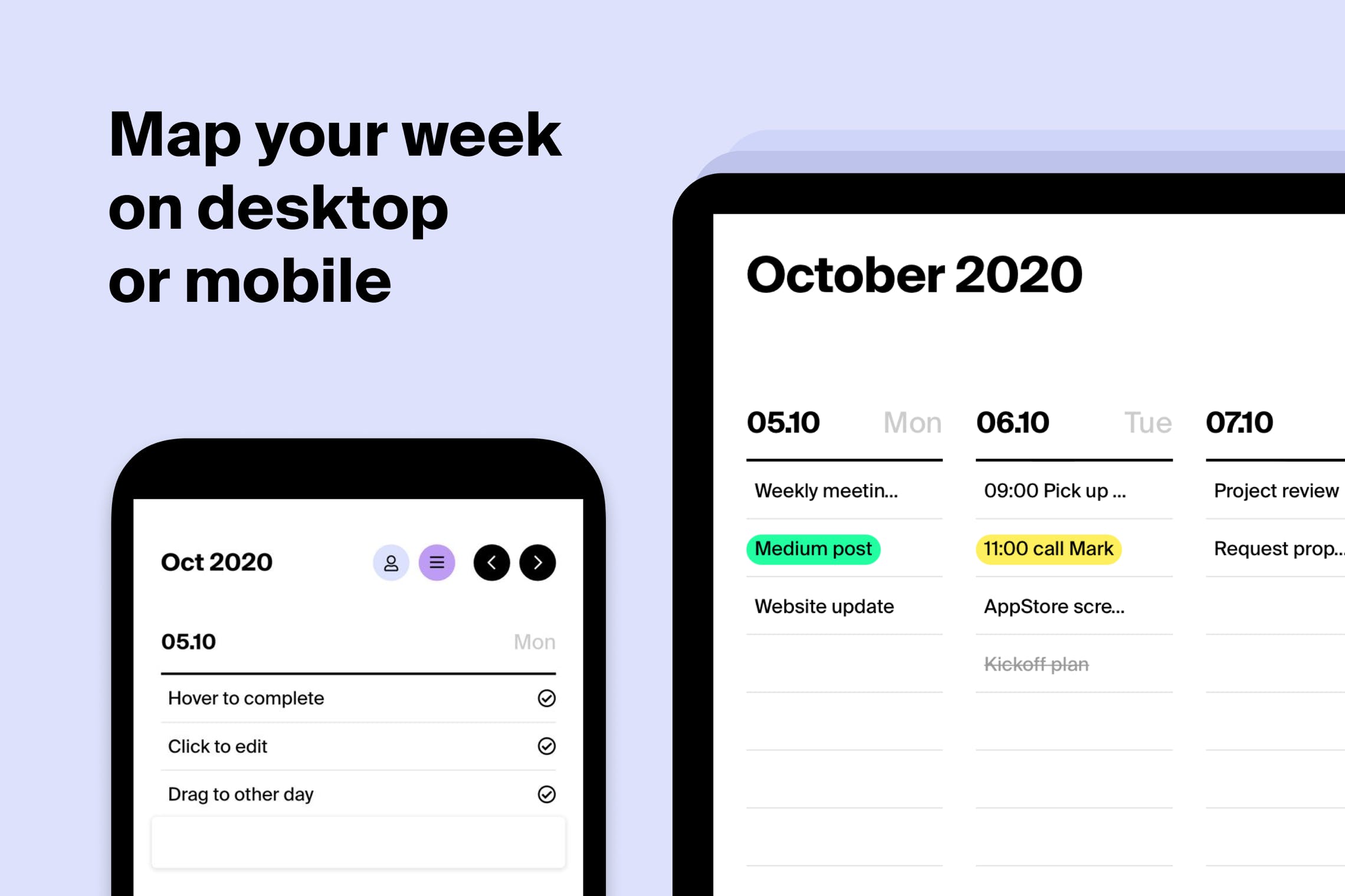 Tweek Calendar Minimal weekly planner and todo list Product Hunt