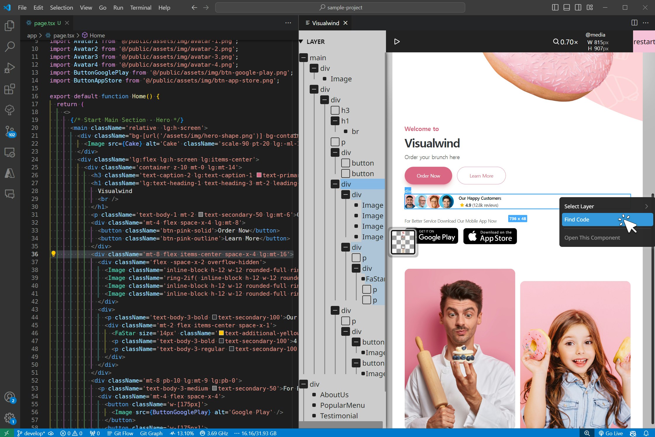 Visualwind - ¡Una extensión VScode que encuentra código de UI y viceversa! media 2