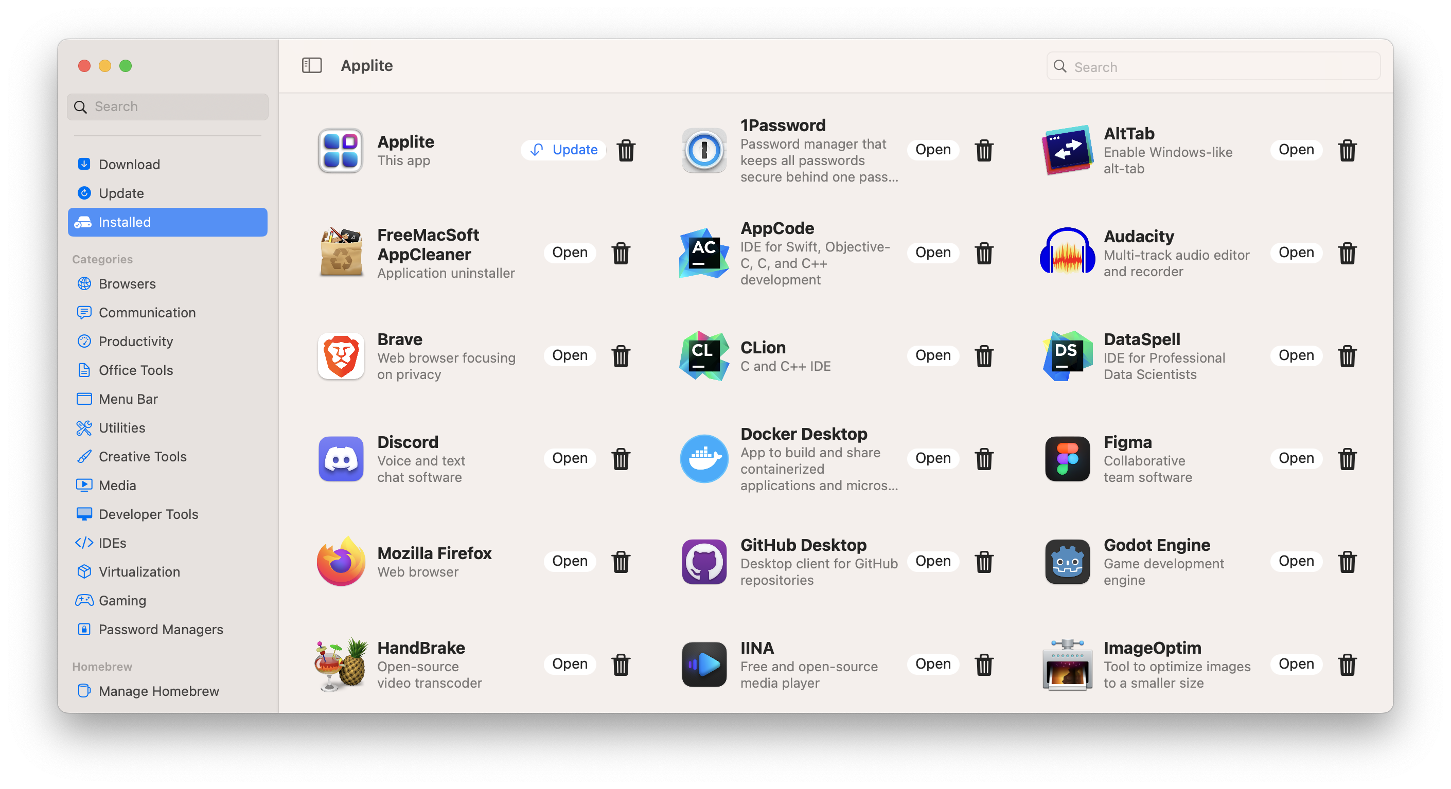 Applicarsi - Applicazione GUI MacOS intuitiva per le borse Homebrew media 2