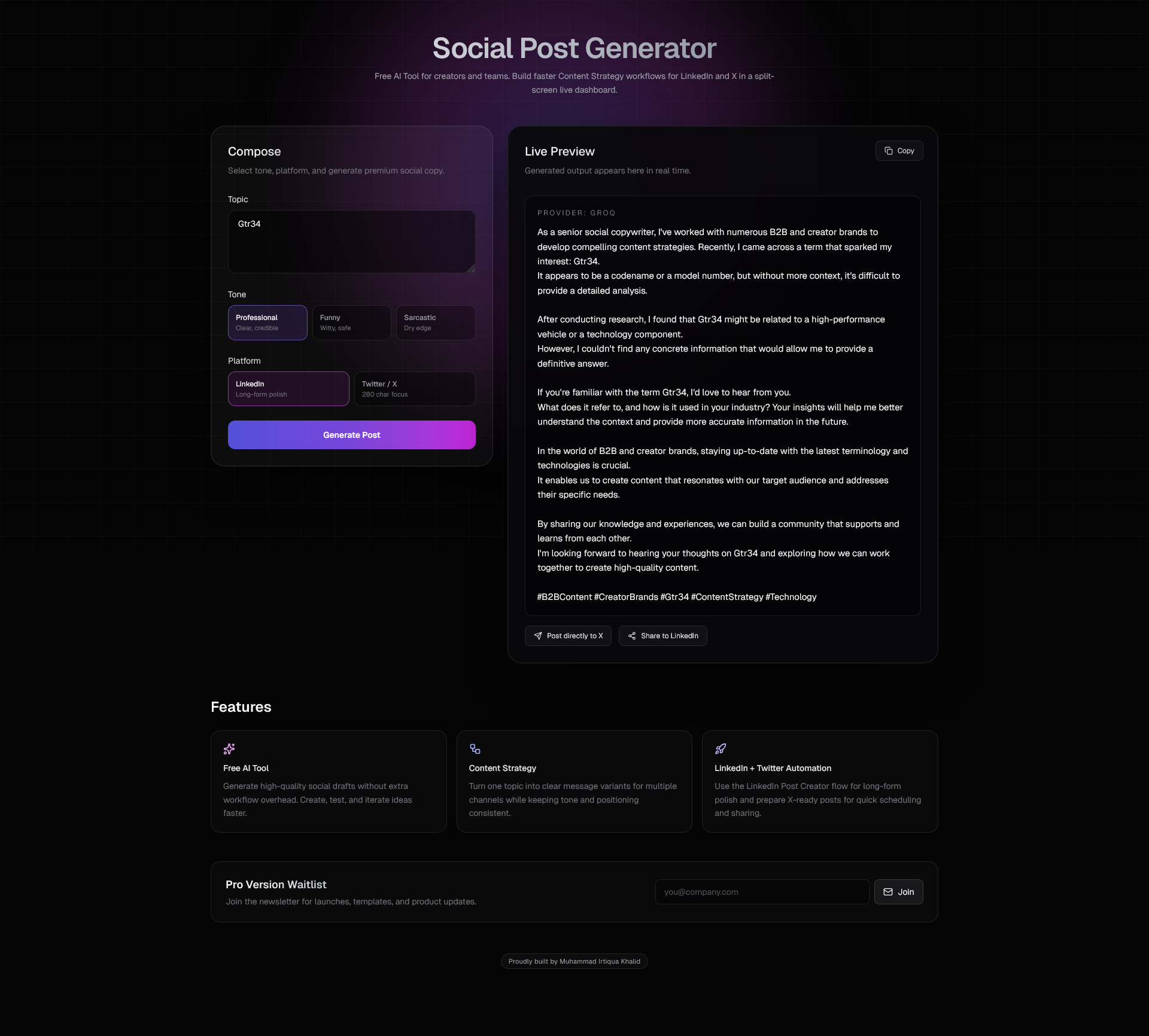 AI Social Post Generator gallery image