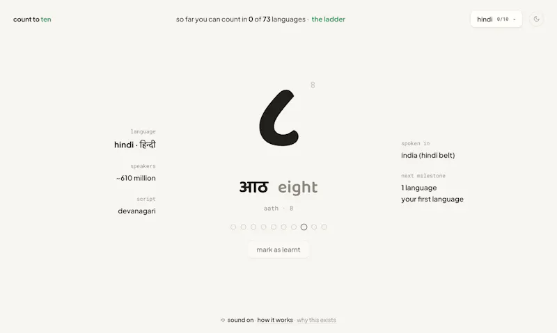 Learn to count in 73 languages screenshot 3