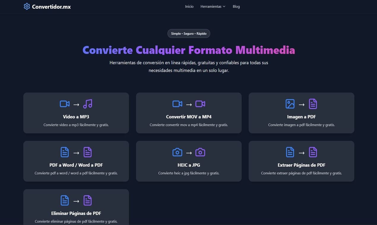 Convertidor.mx - İspanyolca herhangi bir multimedya dönüştürmek medya 1