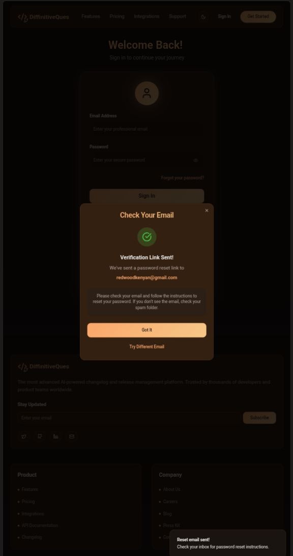 Mídia 1 de Diffinitiveques - Geração inteligente de Changelog para equipes de desenvolvimento modernas.