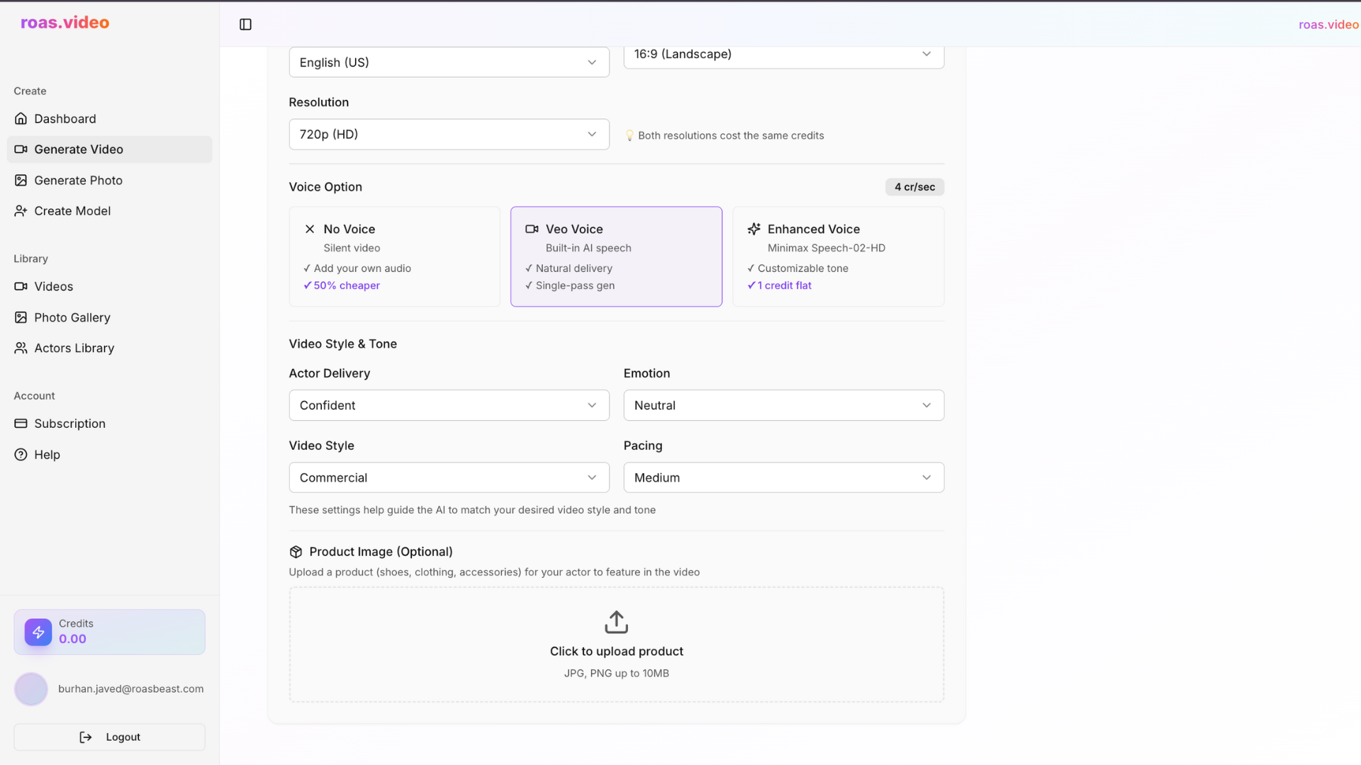 Roas.video - Screenshot 2 showing product features and functionality