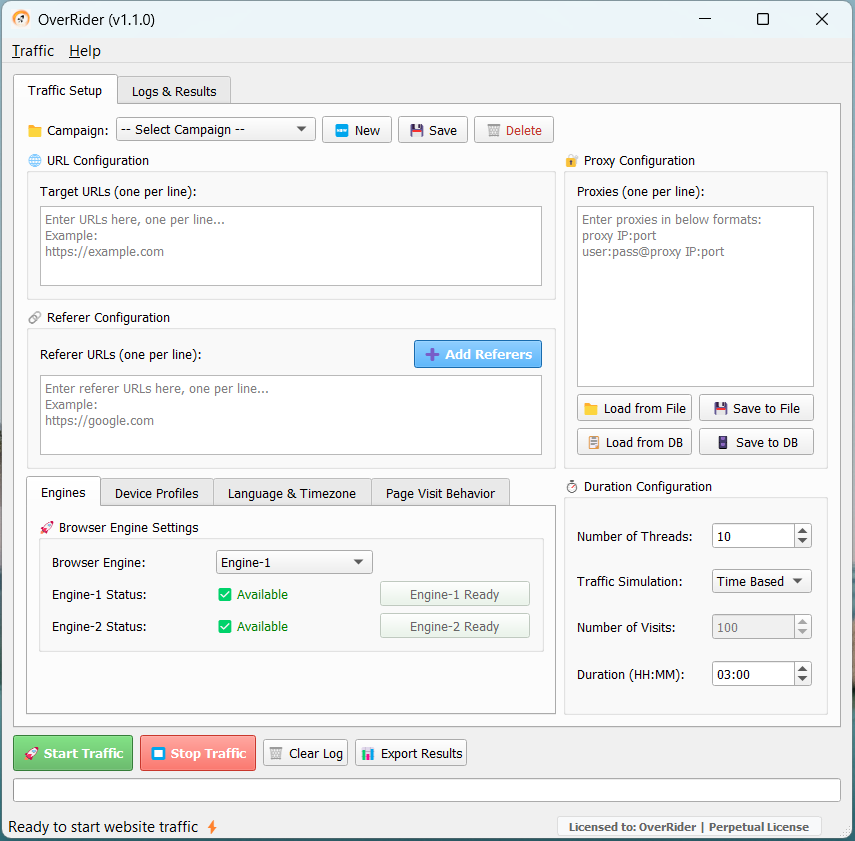 OverRider - Main product screenshot demonstrating key features and user interface