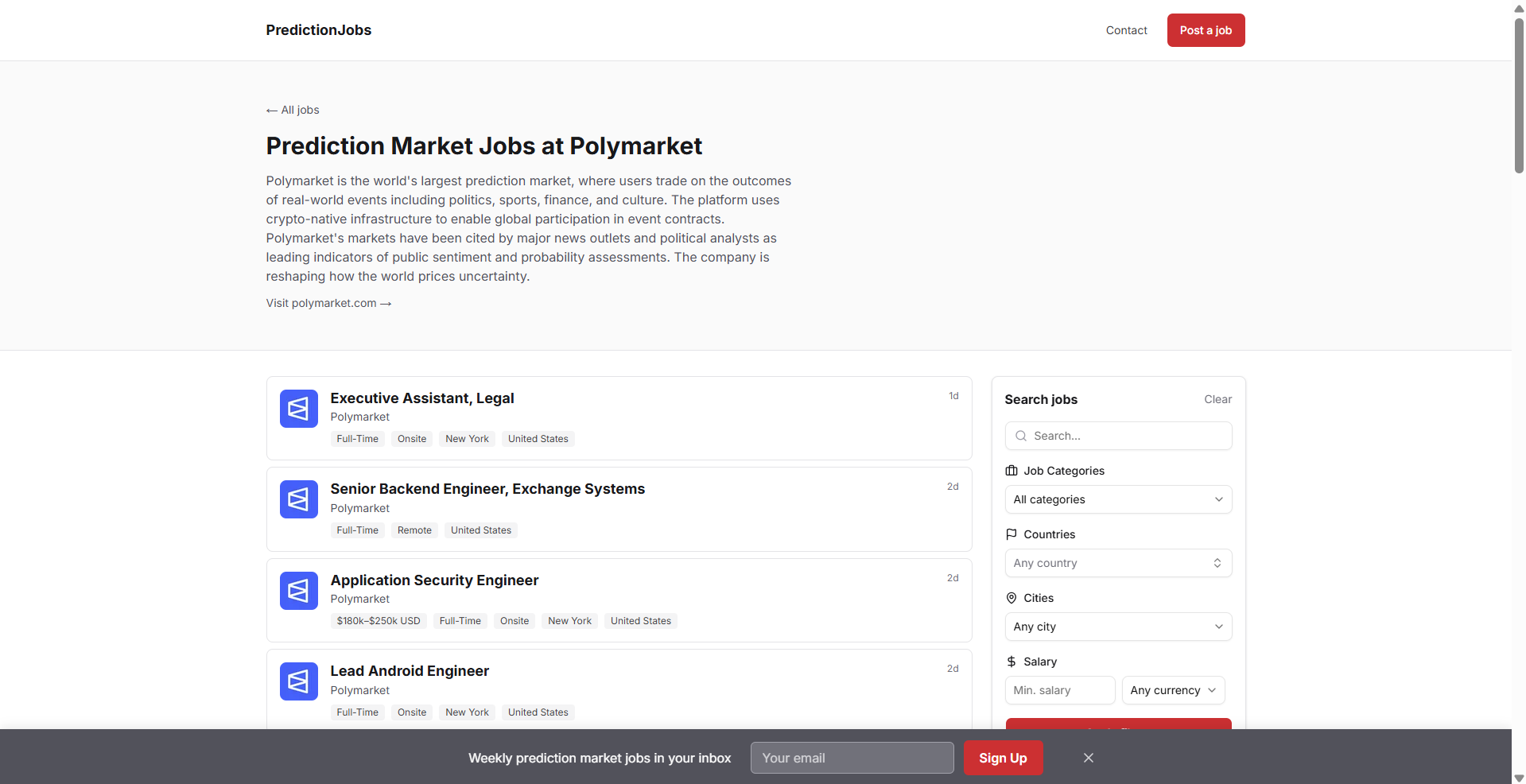 PredictionJobs - Prediction Market jobs gallery image