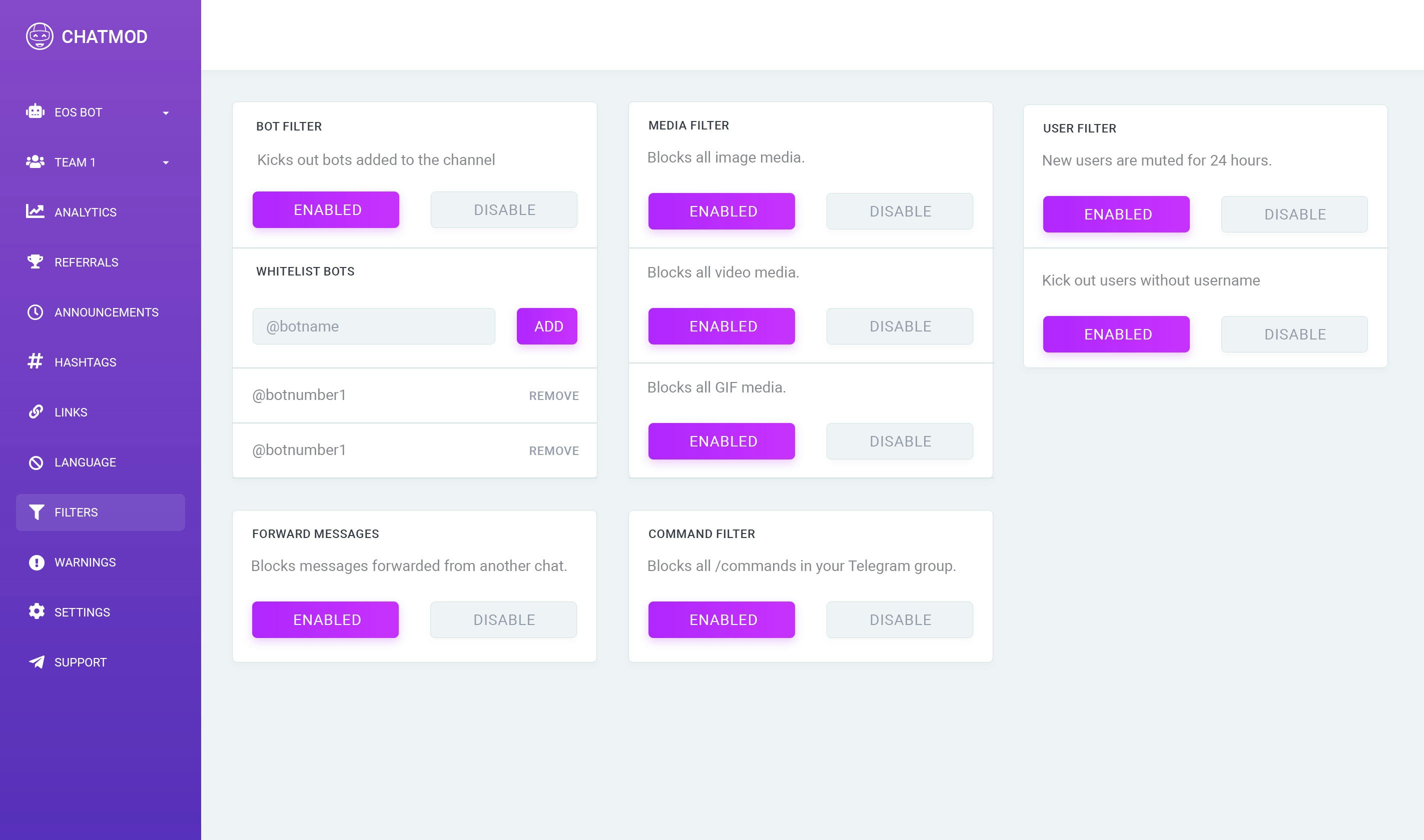 ChatMod.io for Telegram Image