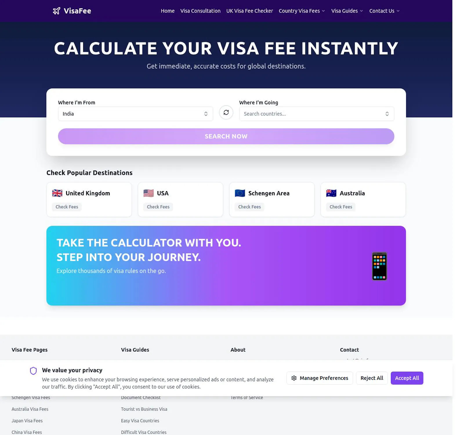 VisaFee screenshot 1