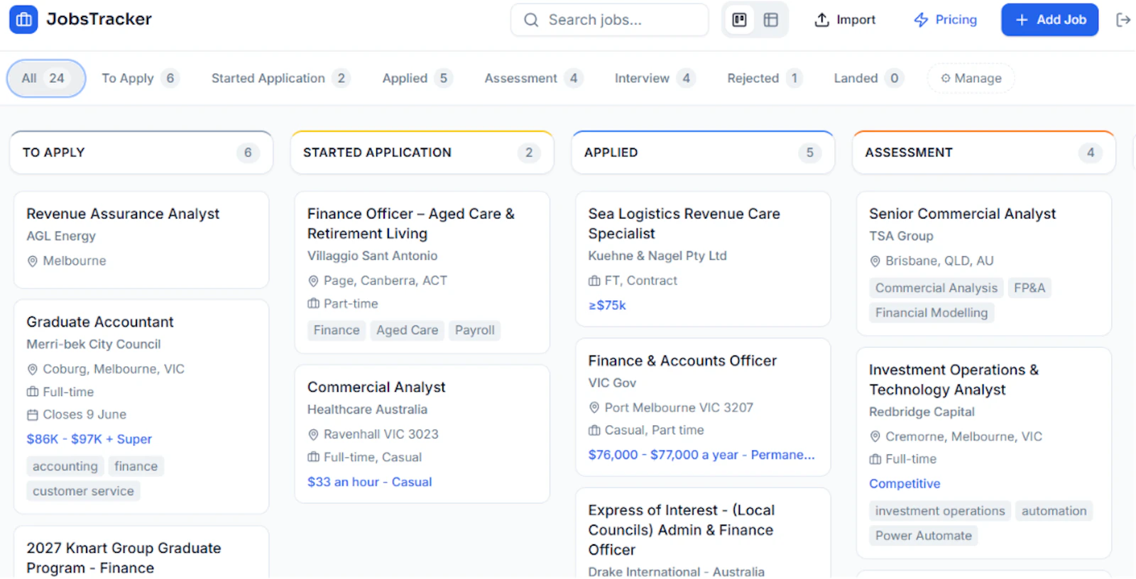 JobsTracker screenshot 1