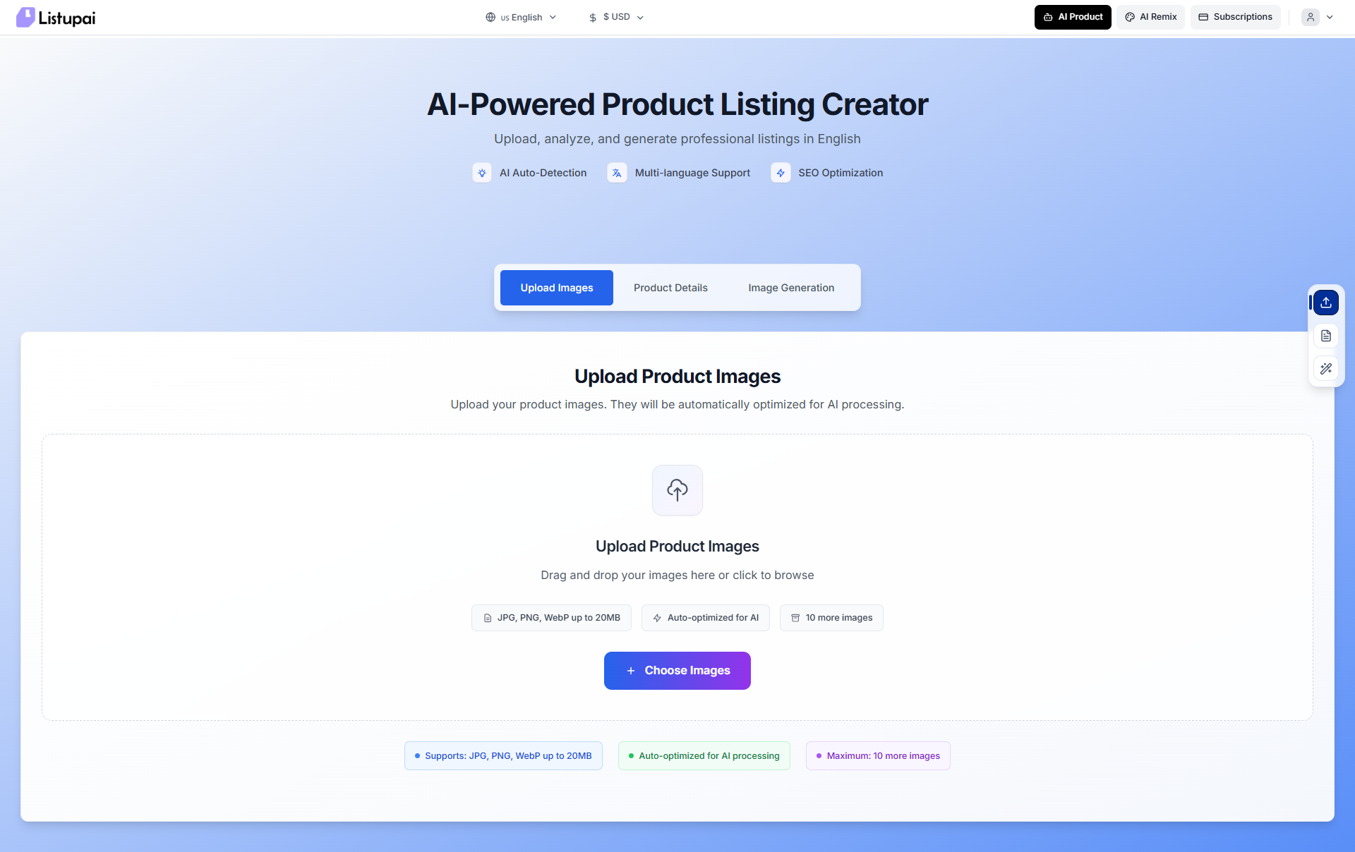 ListupAI - Screenshot 2 showing product features and functionality