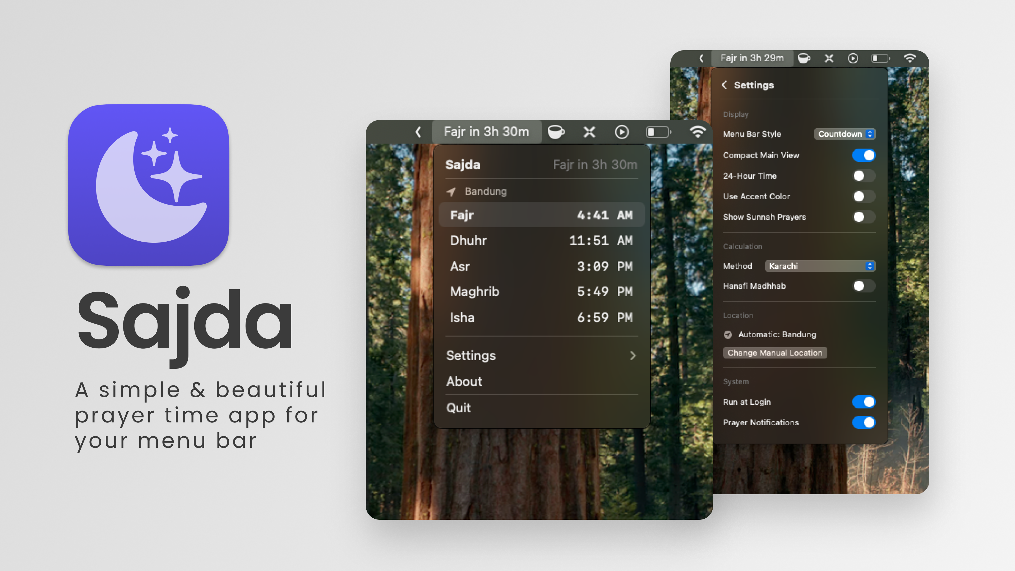 Sajda - Modern prayer time app for macOS media 2