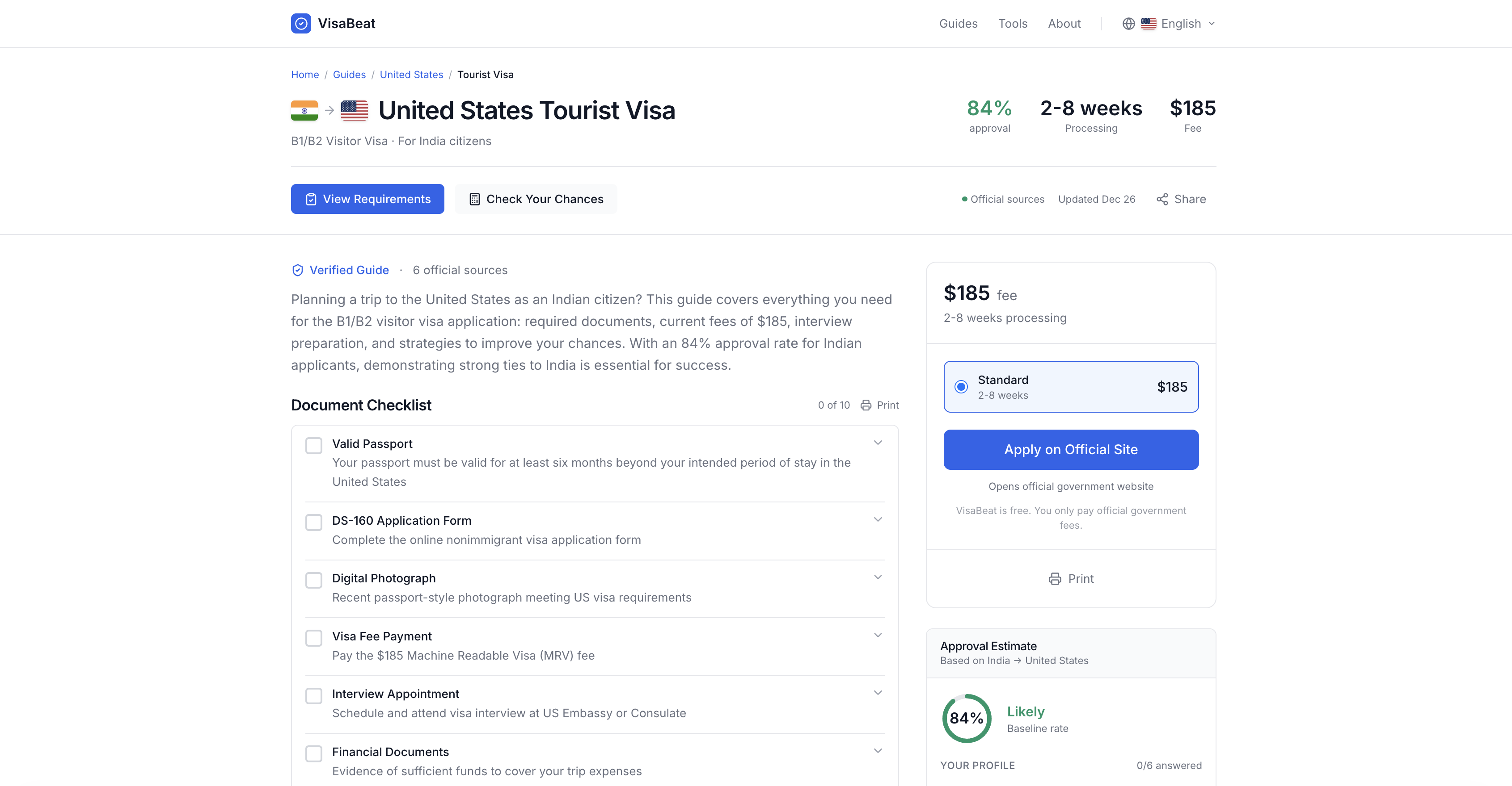 VisaBeat - Screenshot 5 showing product features and functionality