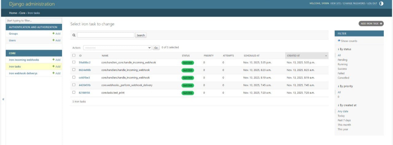 IronRelay — Django task & webhook engine - Screenshot 2 preview