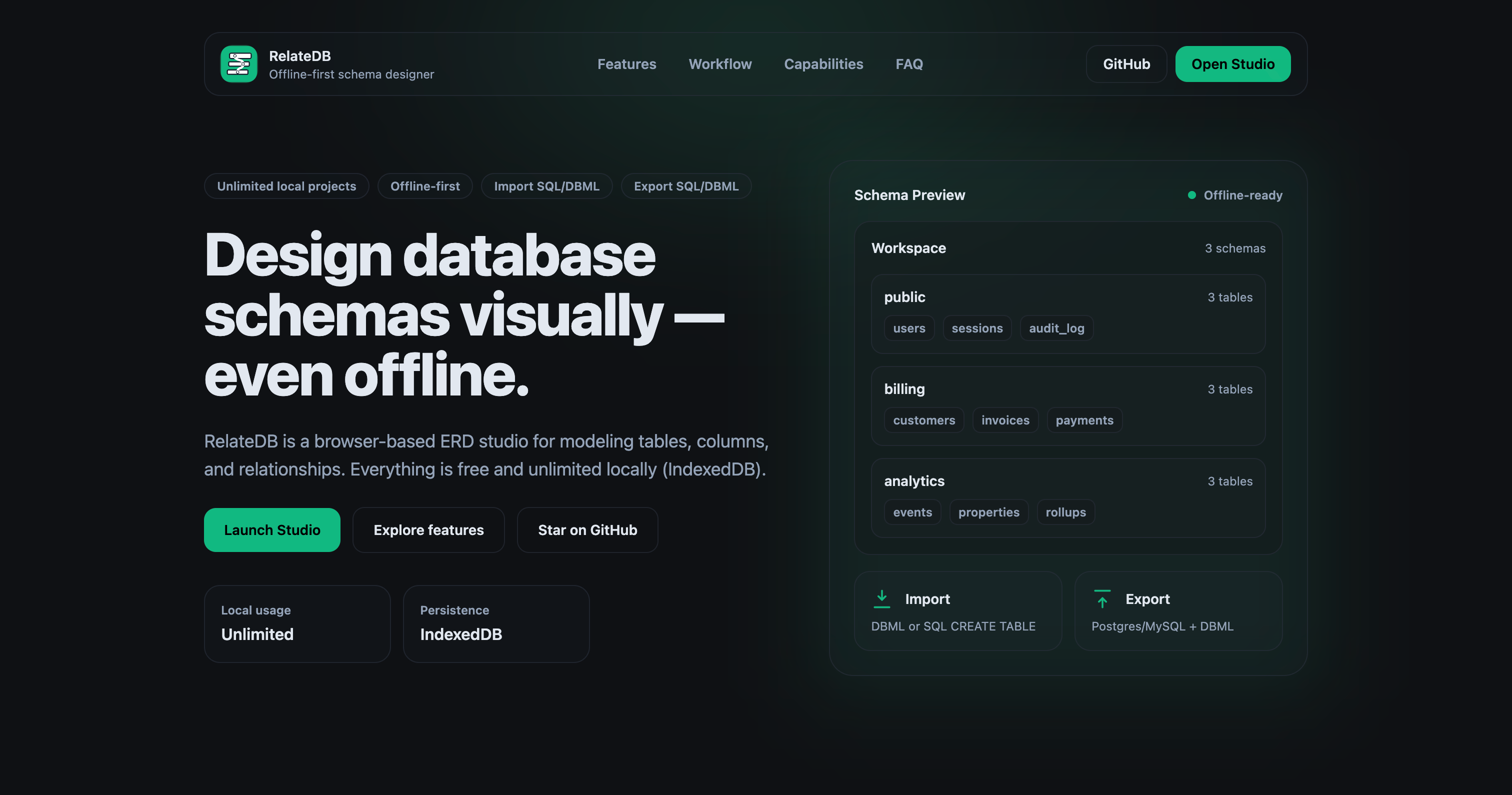 RelateDB - Main product screenshot demonstrating key features and user interface