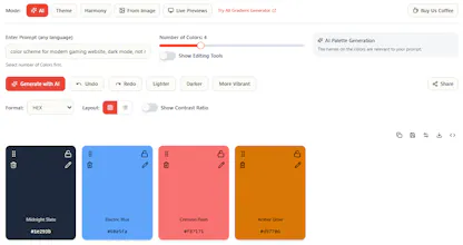 EnigmaEasel - AI Color Palette Generator gallery image