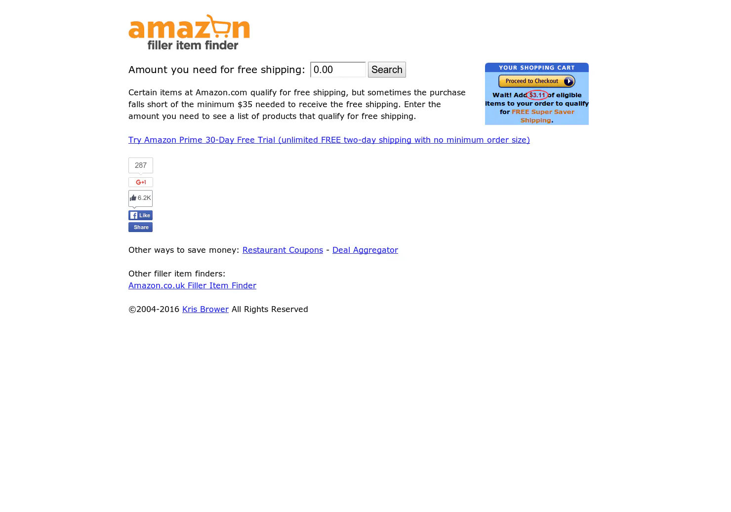 Amazon Filler Item Finder