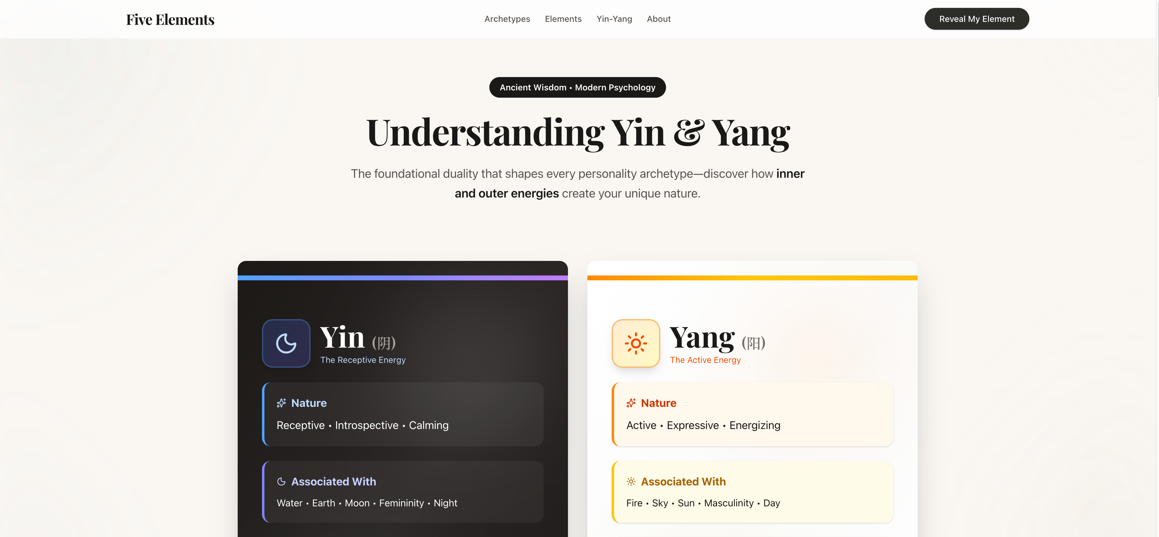 Five Elements Personality Test - Screenshot 4 showing product features and functionality