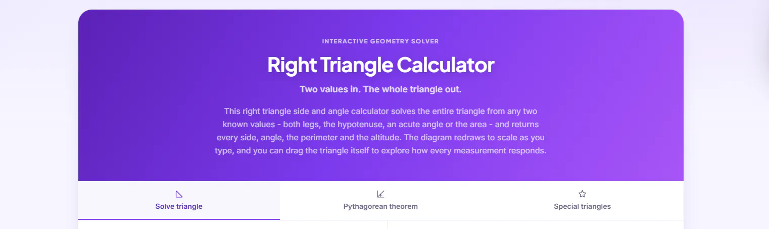 Right Triangle Calculator gallery image