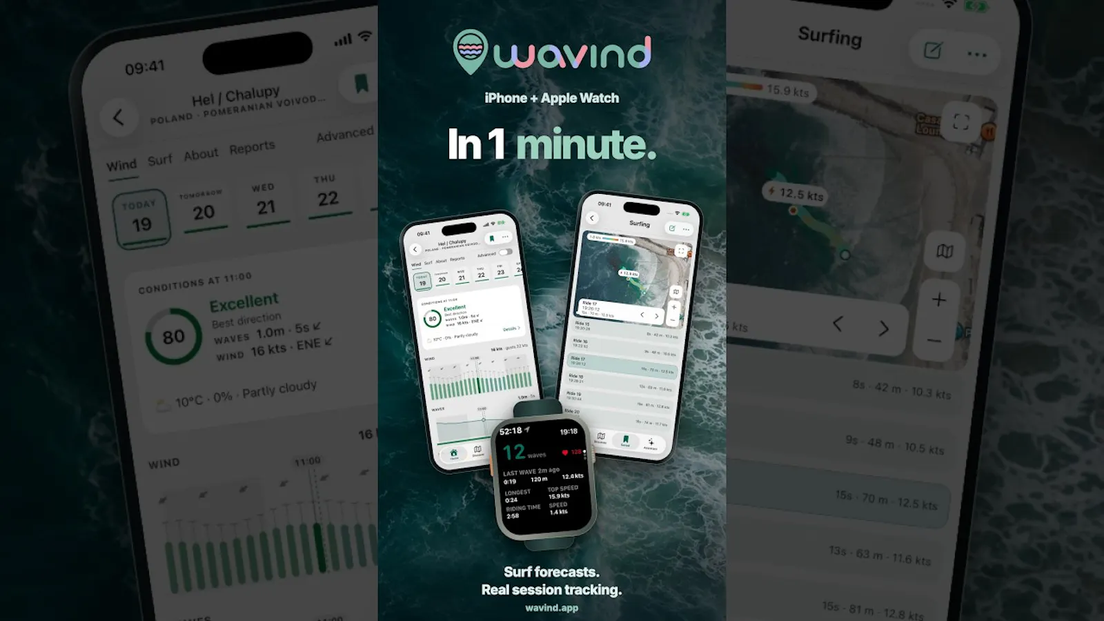 Wavind for iPhone and Apple Watch screenshot 1 (video preview)