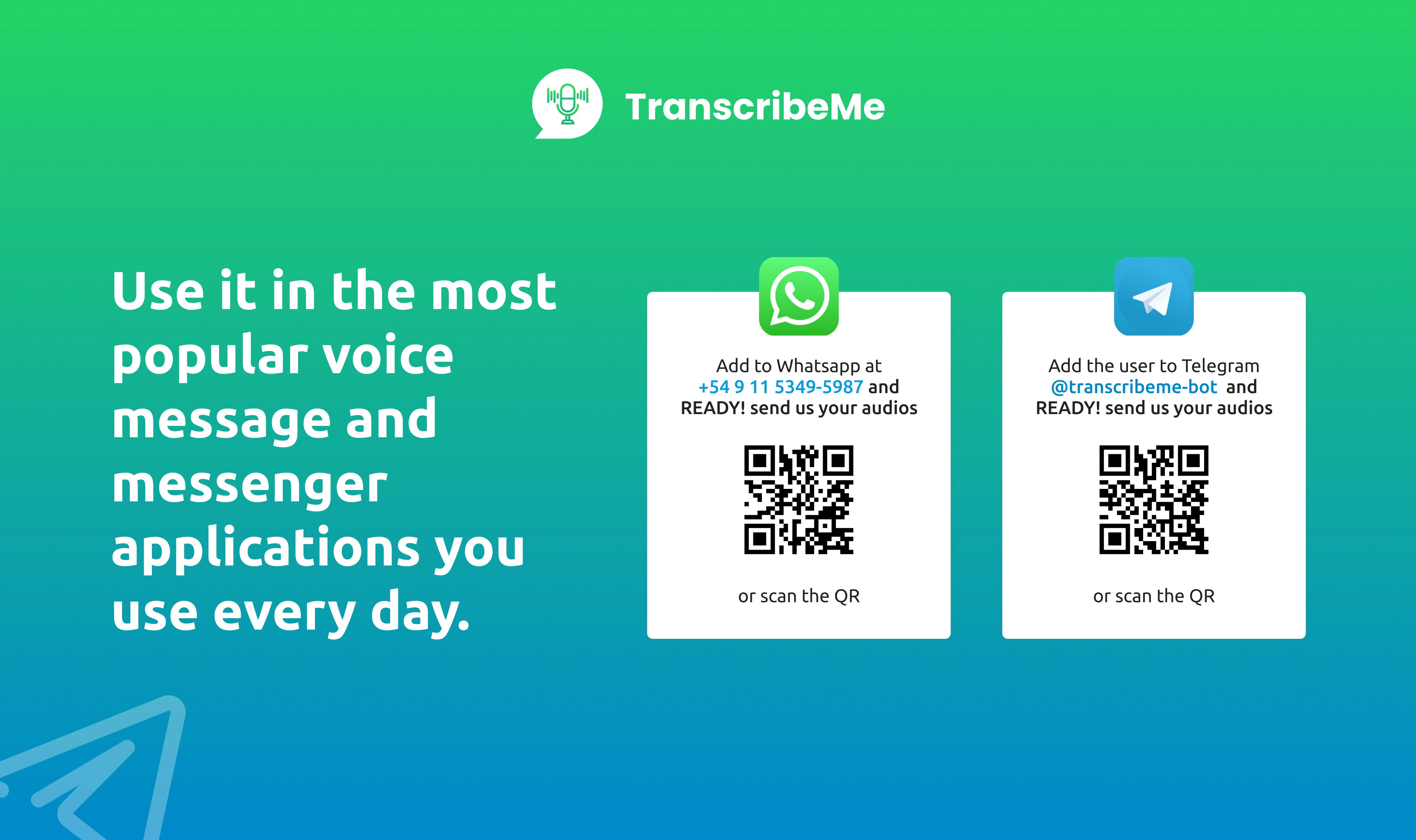 ถอดความฉัน - การถอดเสียงเป็นข้อความบน WhatsApp และ Telegram ฟรี media 2