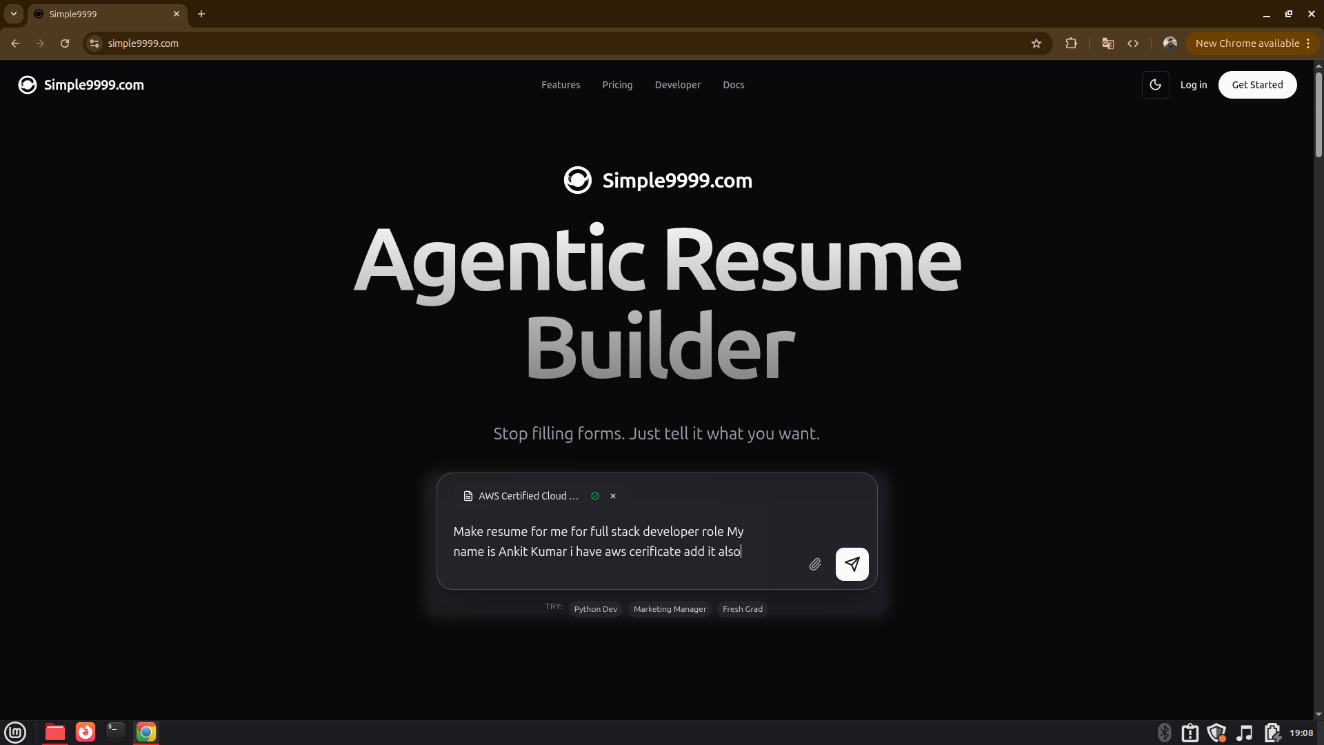 Simple9999 - Screenshot 2 showing product features and functionality