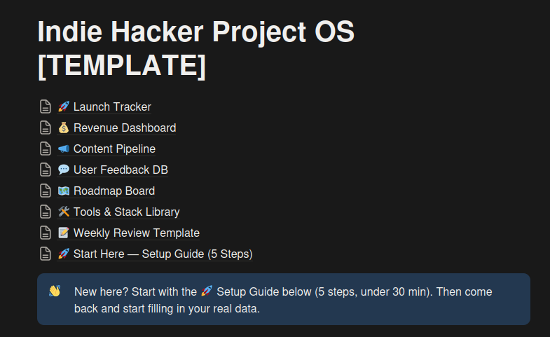 Indie Hacker Project OS gallery image
