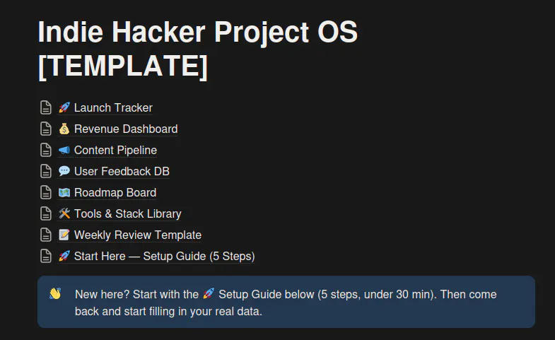 Indie Hacker Project OS 제품 배너