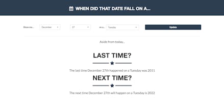 WHEN DID THAT DATE FALL ON A... gallery image