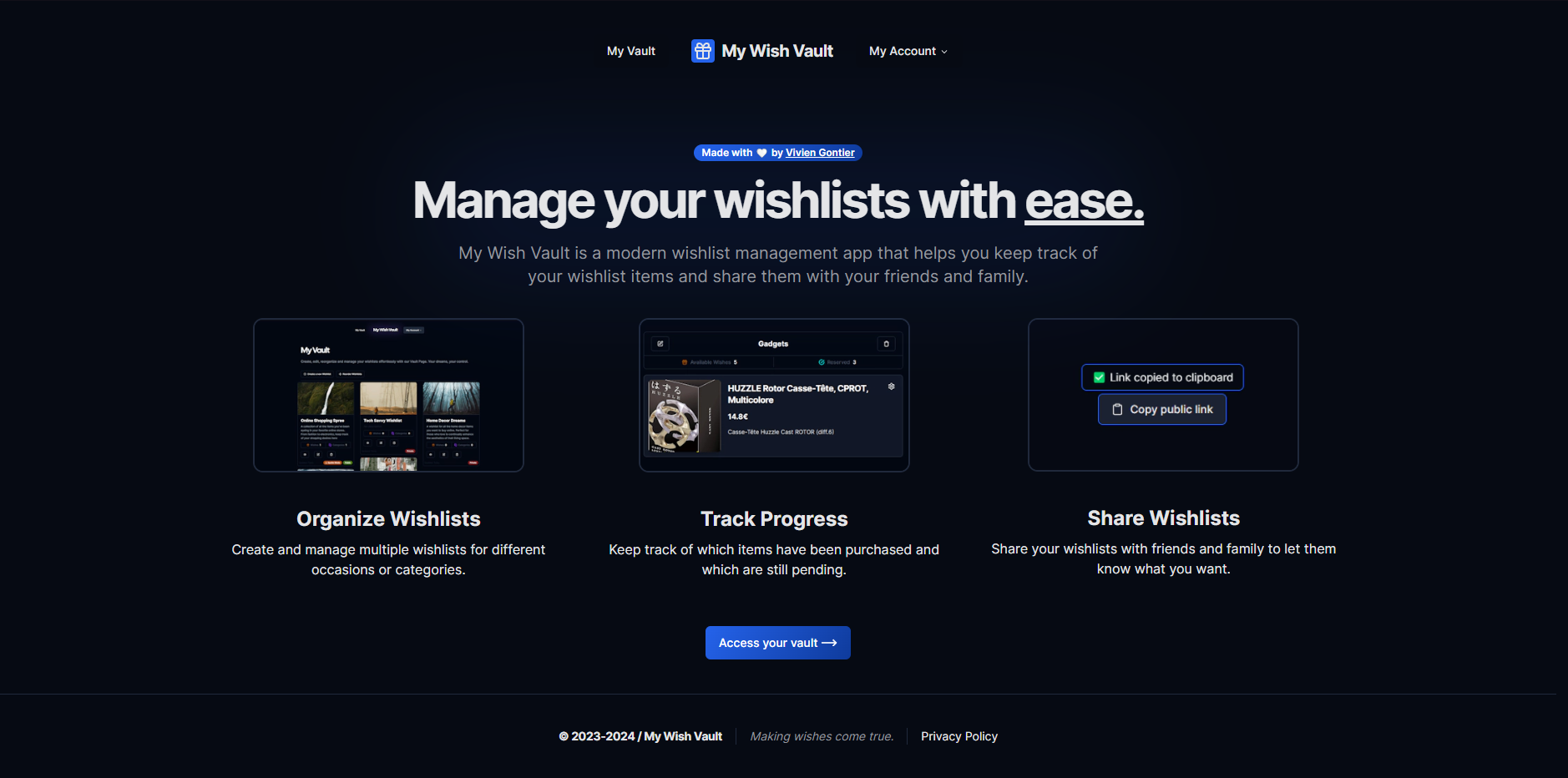 startuptile My Wish Vault-Manage your wishlists with ease.