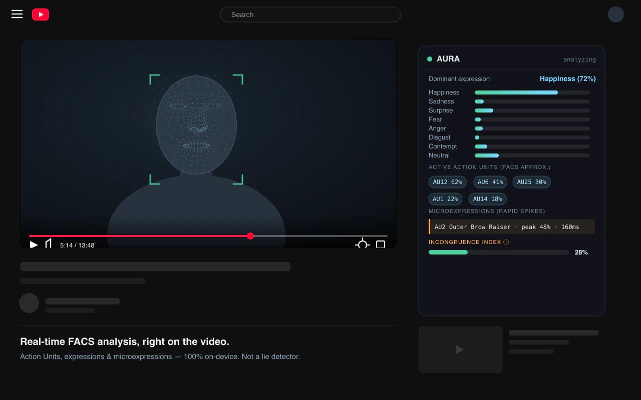 AURA — Facial Analysis for YouTube 截图 1