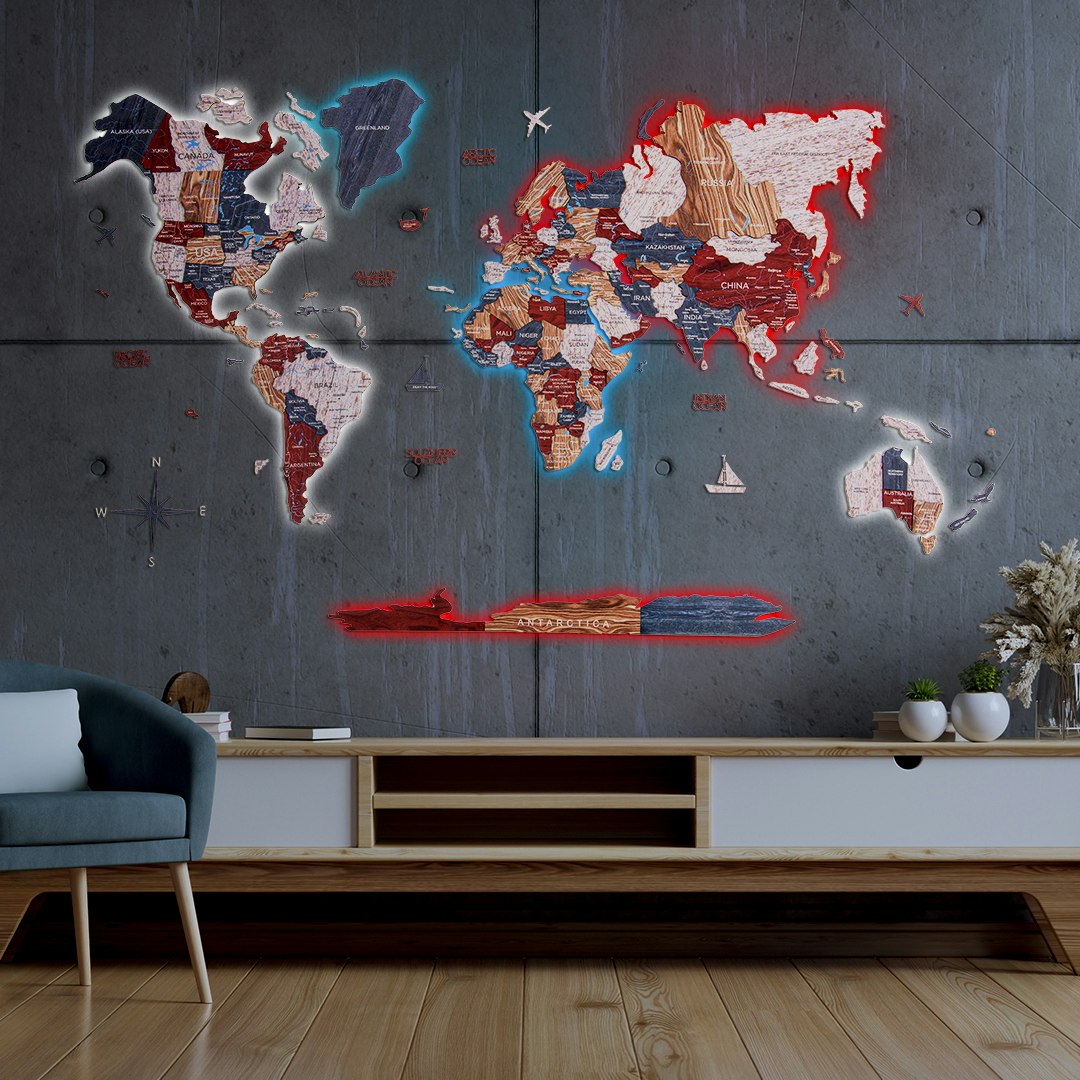 The First 3D Luminous Wooden World Map gallery image