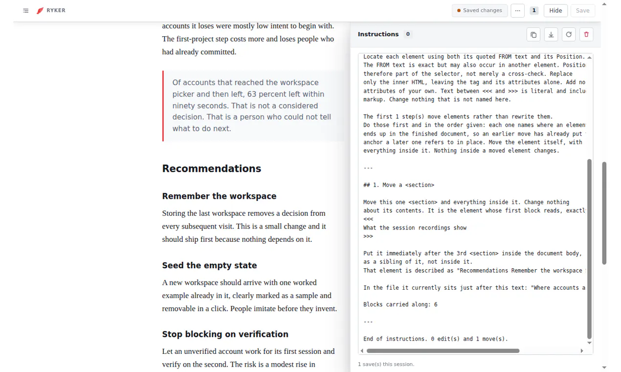Ryker - Inline HTML & Markdown Editing gallery image