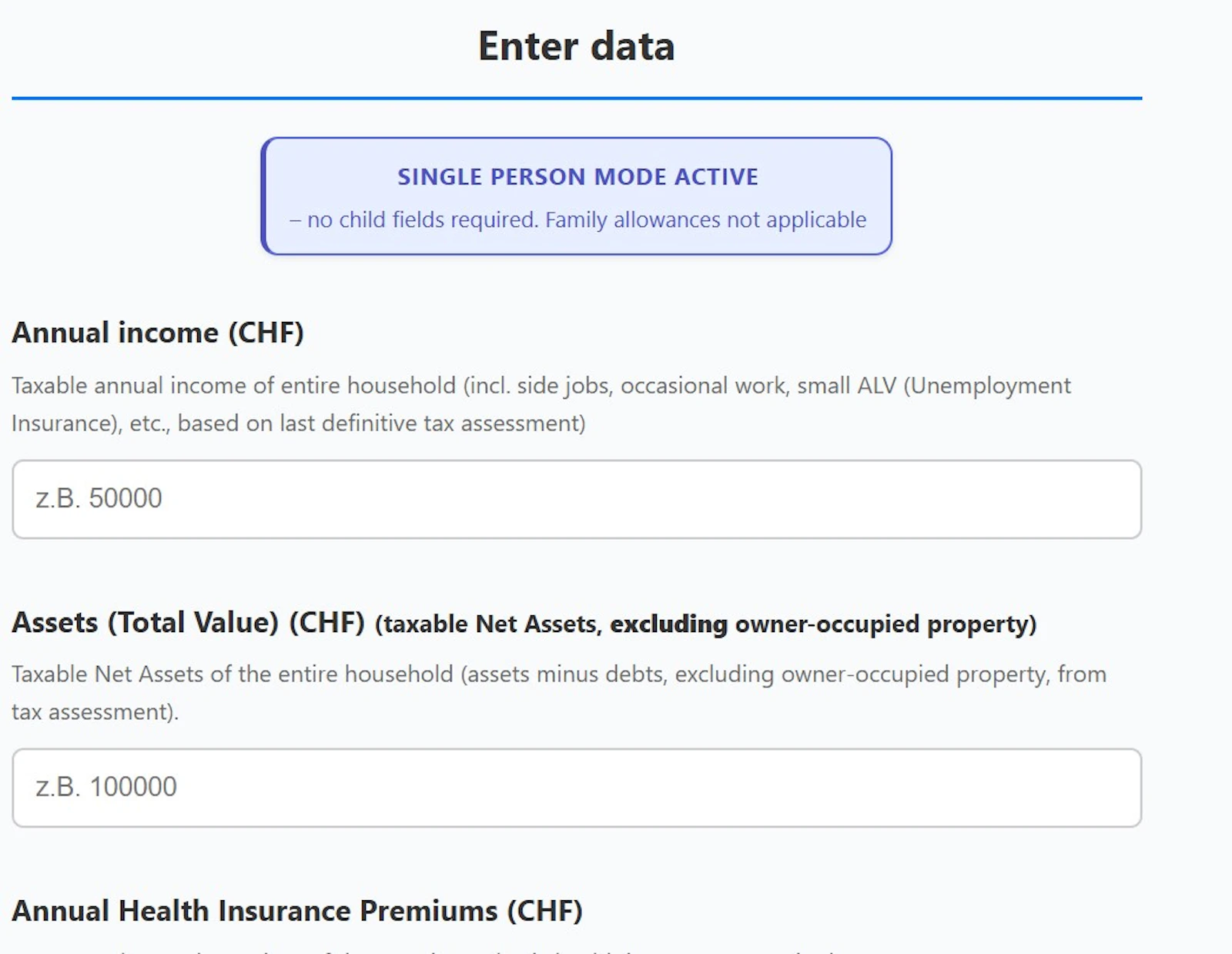WelfareCalc.ch screenshot 2